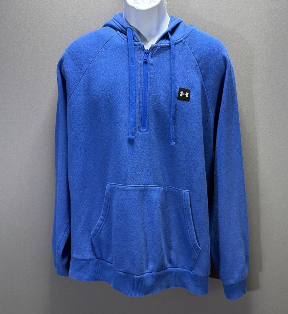 Under Armour Mens Large Rival Fleece 1/2 Zip Hoodie Versa Blue Light Heather